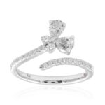 18K WHITE GOLD 5/8CT ROUND/PEAR DIAMOND LADIES FASHION RING