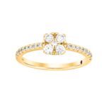 18K YELLOW GOLD 3/8CT ROUND DIAMOND LADIES FASHION RING