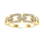 18K YELLOW GOLD 1/4CT ROUND/BAGUETTE DIAMOND LADIES FASHION RING