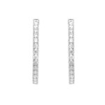 14K WHITE GOLD 7CT ROUND DIAMOND LADIES HOOP EARRINGS