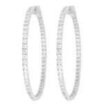 14K WHITE GOLD 6 7/8CT ROUND DIAMOND LADIES HOOP EARRINGS