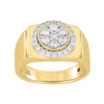 14K YELLOW GOLD 1CT ROUND DIAMOND MENS RING
