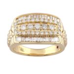 14K YELLOW GOLD 1 1/2CT ROUND/BAGUETTE DIAMOND MENS RING