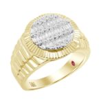 14K YELLOW GOLD 1/2CT ROUND/BAGUETTE DIAMOND MENS RING
