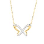 18K YELLOW GOLD 1/6CT ROUND DIAMOND LADIES NECKLACE