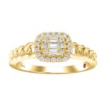 18K YELLOW GOLD 1/5CT ROUND/BAGUETTE DIAMOND LADIES RING
