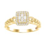 18K YELLOW GOLD 1/5CT ROUND/BAGUETTE DIAMOND LADIES RING