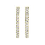 18K YELLOW GOLD 2CT ROUND DIAMOND LADIES HOOPS EARRINGS