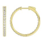18K YELLOW GOLD 2CT ROUND DIAMOND LADIES HOOPS EARRINGS - Image 2