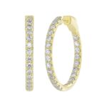 18K YELLOW GOLD 2CT ROUND DIAMOND LADIES HOOPS EARRINGS - Image 3