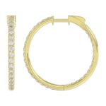 18K YELLOW GOLD 3CT ROUND DIAMOND LADIES HOOPS EARRINGS - Image 2