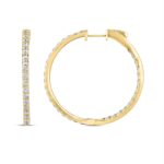 18K YELLOW GOLD 5CT ROUND DIAMOND LADIES HOOPS EARRINGS