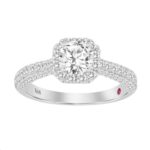 18K WHITE GOLD 1 1/2CT ROUND DIAMOND LADIES RING(CENTER STONE ROUND DIAMOND 7/8CT)
