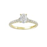 18K YELLOW  GOLD 1 1/4CT ROUND/OVAL DIAMOND LADIES RING(CENTER STONE OVAL DIAMOND 3/4CT) - Image 3