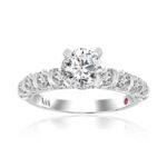 18K WHITE GOLD 3/4CT ROUND DIAMOND LADIES FASHION RING(CENTER STONE ROUND DIAMOND 1CT)
