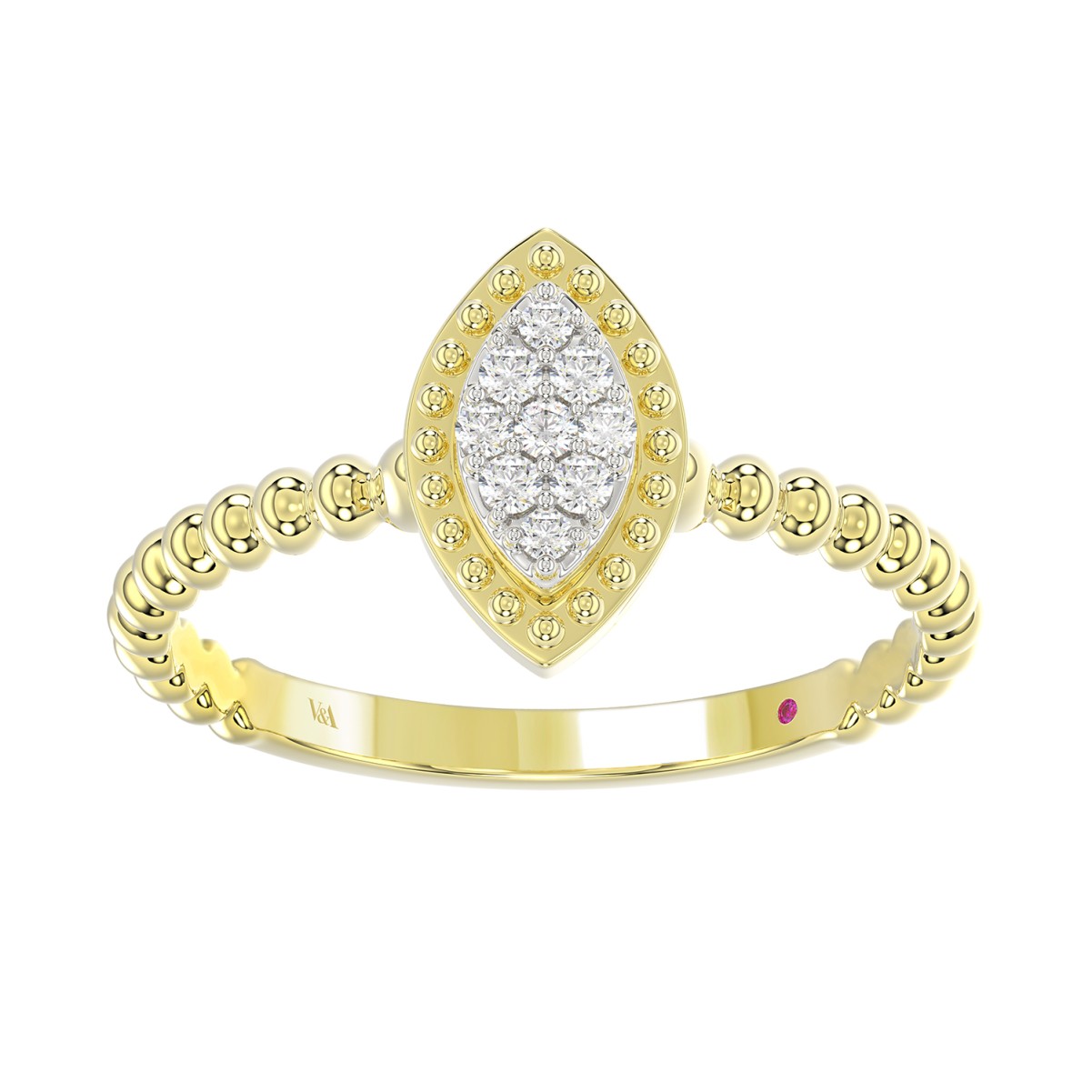 VA23826Y-1201x1201.jpg 18K YELLOW GOLD 1/10CT ROUND DIAMOND LADIES RING - Image 1