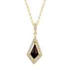 18K YELLOW GOLD 1/6CT ROUND DIAMOND LADIES NECKLACE (MIDNIGHT BLACK ENAMEL)