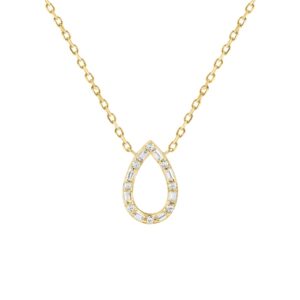 10K YELLOW GOLD 1/6CT ROUND/BAGUETTE DIAMOND LADIES PENDANT