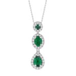 18K WHITE GOLD 1 7/8CT ROUND/PEAR/OVAL DIAMOND LADIES PENDANT WITH CHAIN(COLOR STONE ROUND/PEAR/OVAL/EMERALD DIAMOND 1 3/8CT)