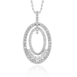 14K WHITE GOLD 1/2CT ROUND DIAMOND LADIES PENDANT WITH CHAIN