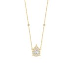 18K YELLOW GOLD 1/2CT ROUND/PEAR DIAMOND LADIES NECKLACE(CENTER STONE PEAR DIAMOND 1/4CT)