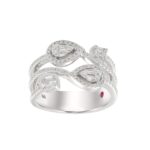 18K WHITE GOLD 5/8CT ROUND/BAGUETTE DIAMOND LADIES FASHION RING