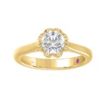 18K YELLOW GOLD 1CT ROUND DIAMOND LADIES RING(CENTER STONE ROUND DIAMOND 1CT) - Image 5