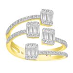 18K YELLOW GOLD 7/8CT ROUND/BAGUETTE DIAMOND LADIES FASHION RING