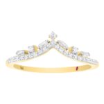 18K YELLOW GOLD 1/5CT ROUND/BAGUETTE DIAMOND LADIES RING
