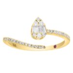18K YELLOW GOLD 1/4CT ROUND/BAGUETTE DIAMOND LADIES FASHION RING