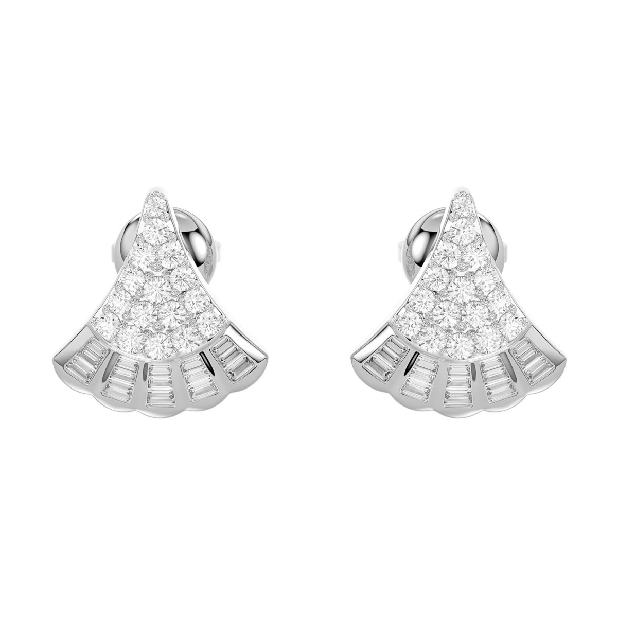 VA25416W-1201x1201.jpg 18K WHITE GOLD 1/2CT ROUND/BAGUETTE DIAMOND LADIES EARRINGS - Image 1