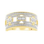 18K YELLOW GOLD 3/4CT ROUND/BAGUETTE DIAMOND LADIES FASHION RING