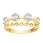18K YELLOW GOLD 3/8CT ROUND/BAGUETTE DIAMOND LADIES RING