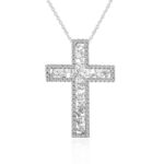 18K WHITE GOLD 1CT ROUND/BAGUETTE DIAMOND LADIES PENDANT WITH CHAIN