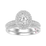 18K WHITE GOLD 5/8CT ROUND/OVAL DIAMOND LADIES BRIDAL SET(CENTER STONE OVAL DIAMOND 3/4CT)