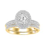 18K YELLOW GOLD 5/8CT ROUND/OVAL DIAMOND LADIES BRIDAL SET(CENTER STONE OVAL DIAMOND 3/4CT)