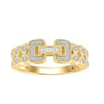 18K YELLOW GOLD 1/2CT ROUND/BAGUETTE DIAMOND LADIES FASHION RING