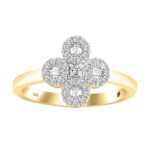 18K YELLOW GOLD 1/4CT ROUND/BAGUETTE DIAMOND LADIES FASHION RING