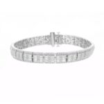 18K WHITE GOLD 5CT ROUND/BAGUETTE DIAMOND LADIES BRACELET