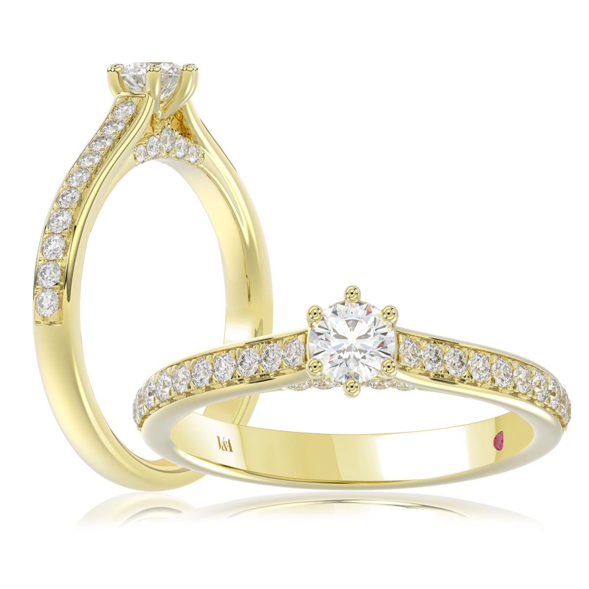 VA26906Y-1201x1201.jpg 18K YELLOW GOLD 1/2CT ROUND DIAMOND LADIES RING - Image 1