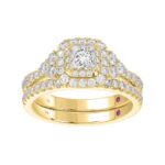 18K YELLOW GOLD 1 5/8CT ROUND/PRINCESS DIAMOND LADIES RING(CENTER STONE PRINCESS DIAMOND 1/2CT) - Image 5