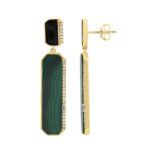 18K YELLOW GOLD 1/4CT ROUND/BAGUETTE DIAMOND LADIES EARRINGS