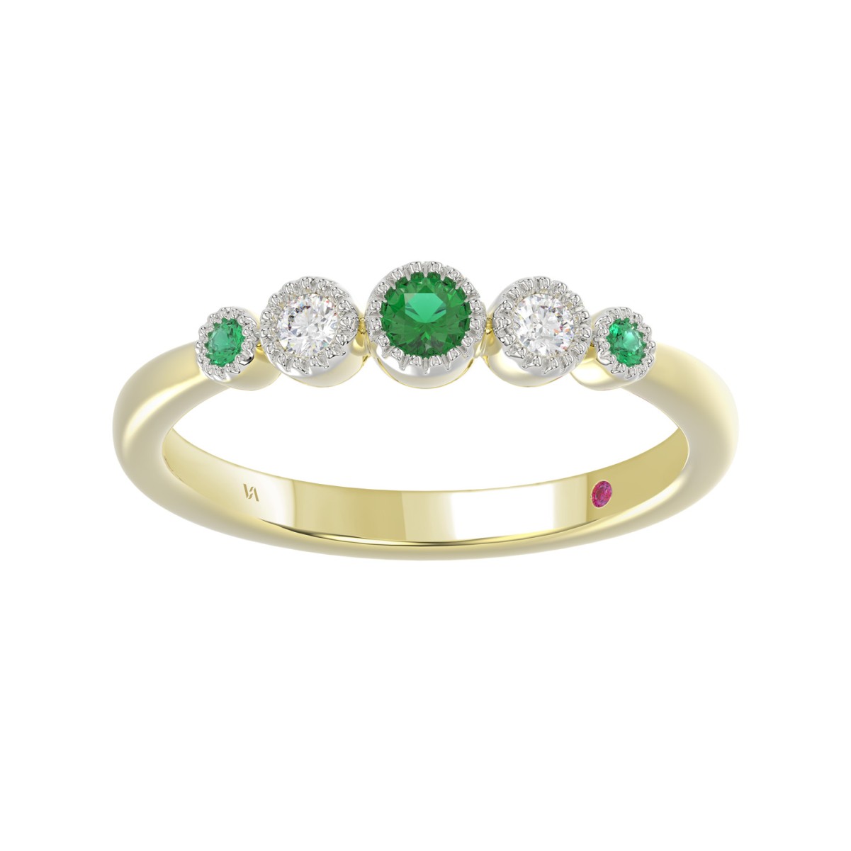 VA33282Y-10K-1201x1201.jpg 10K YELLOW GOLD 1/3CT ROUND DIAMOND LADIES RING (ROUND EMERALD DIAMOND 1/5CT) - Image 1
