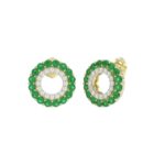 10K YELLOW GOLD 1/2CT ROUND DIAMOND LADIES EARRINGS (ROUND EMERALD DIAMOND 1/3CT) - Image 3