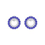 10K WHITE GOLD 1/2CT ROUND DIAMOND LADIES EARRINGS (ROUND BLUE SAPPHIRE DIAMOND 1/3CT)