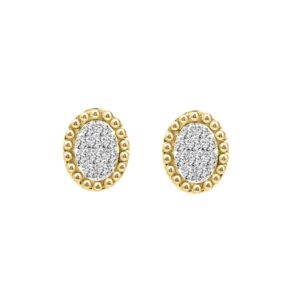 STERLING SILVER YELLOW 1/5CT ROUND DIAMOND LADIES EARRINGS