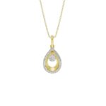 STERLING SILVER YELLOW 1/10CT ROUND DIAMOND LADIES PENDANT WITH CHAIN