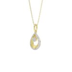 STERLING SILVER YELLOW 1/10CT ROUND DIAMOND LADIES PENDANT WITH CHAIN - Image 2