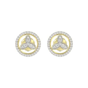 STERLING SILVER YELLOW 1/5CT ROUND DIAMOND LADIES EARRINGS
