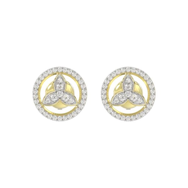 STERLING SILVER YELLOW 1/5CT ROUND DIAMOND LADIES EARRINGS - Image 1